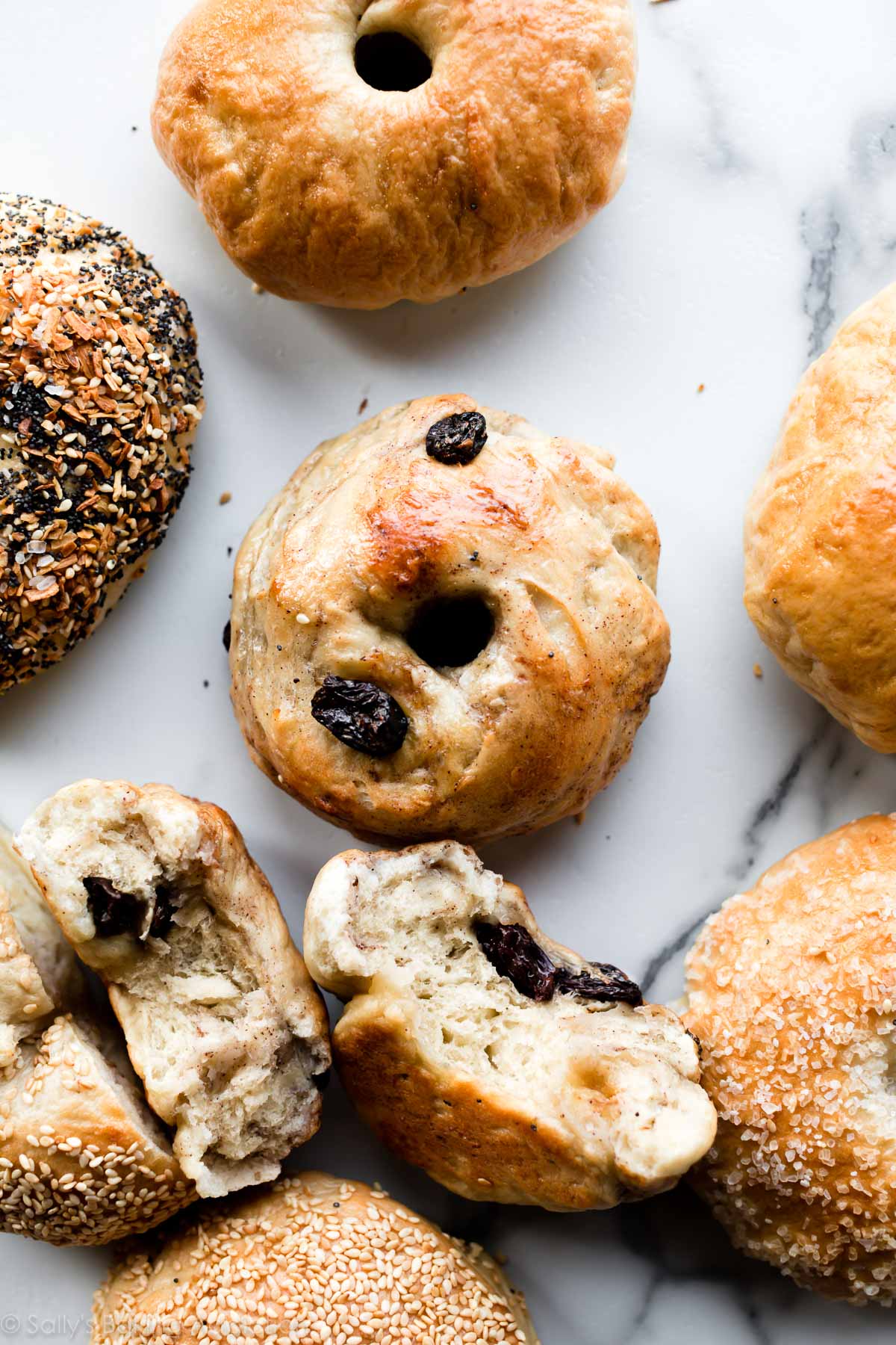 Homemade cinnamon raisin bagel