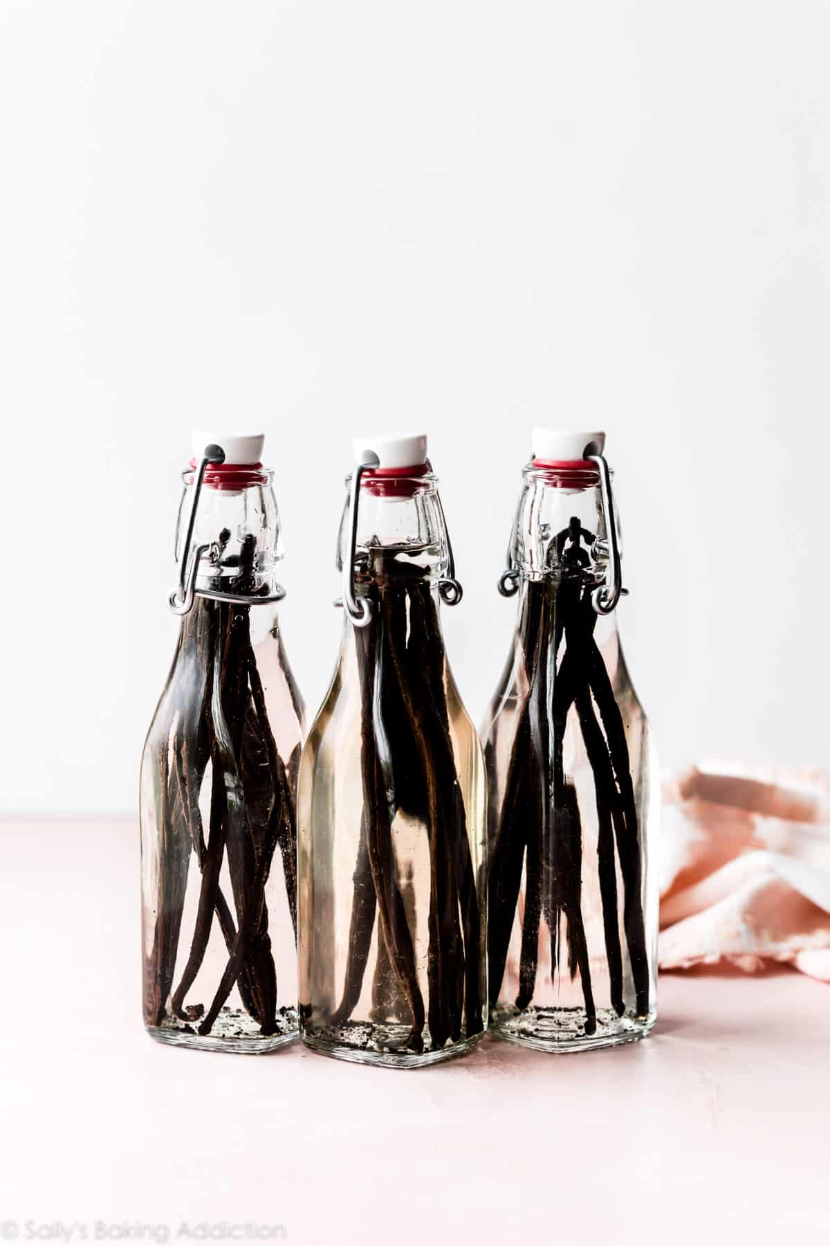 3 bottles of homemade vanilla extract