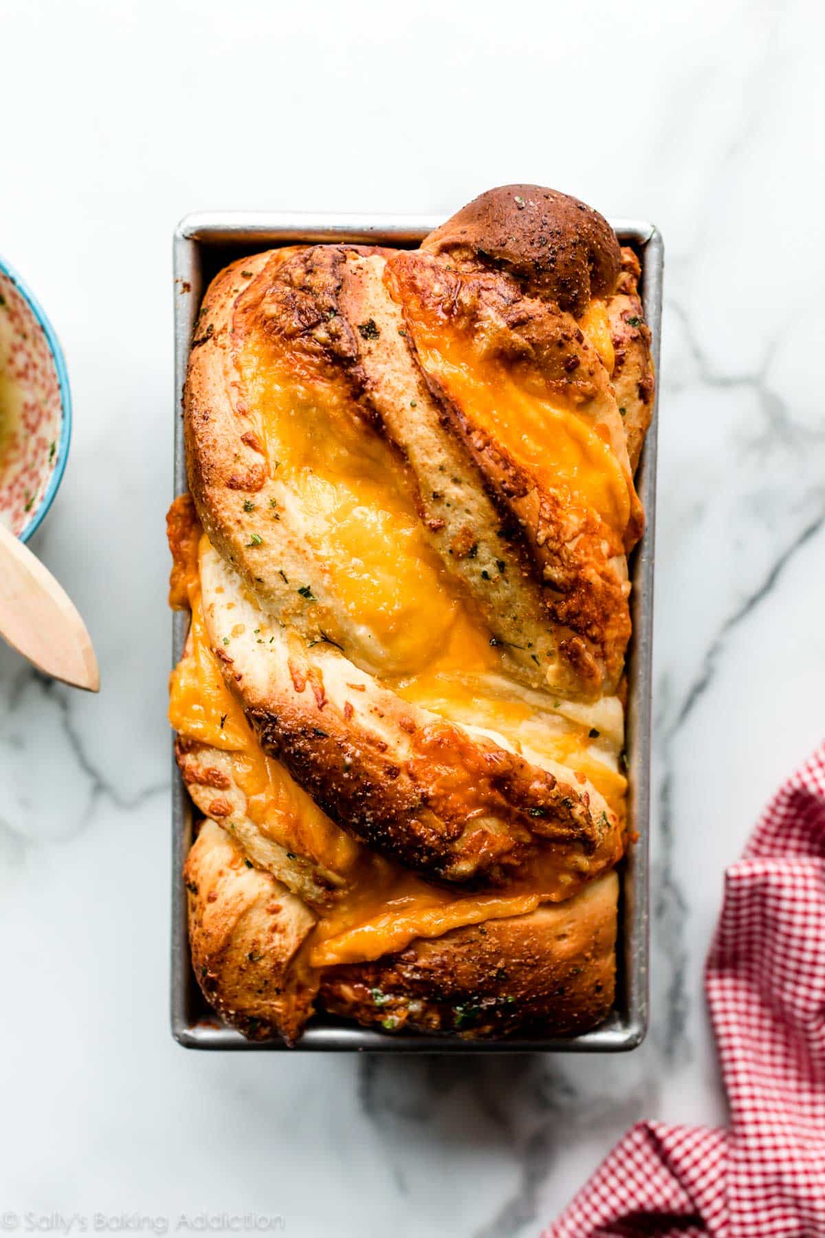 cheese bread in loaf pan