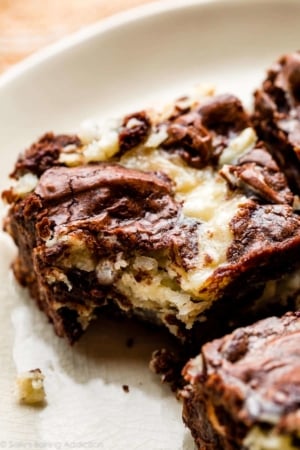 chocolate brownie with coconut cheesecake swirl