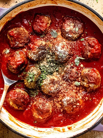 Juicy lamb meatballs with parmesan.