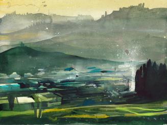 Bernhard Vogel, Abendstimmung bei Grinzane, Piemont, 2009, Aquarell, 30 × 40 cm, Belvedere, Wie ...