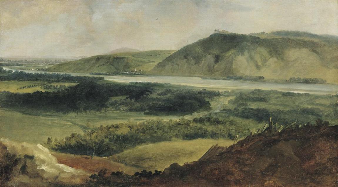 Johann Christian Brand, Donaulandschaft, vom Bisamberg aus gesehen, um 1790, Öl auf Leinwand, 2 ...