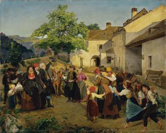 Ferdinand Georg Waldmüller, Der Abschied der Braut vom Elternhause - Höldrichsmühle, 1860, Öl a ...