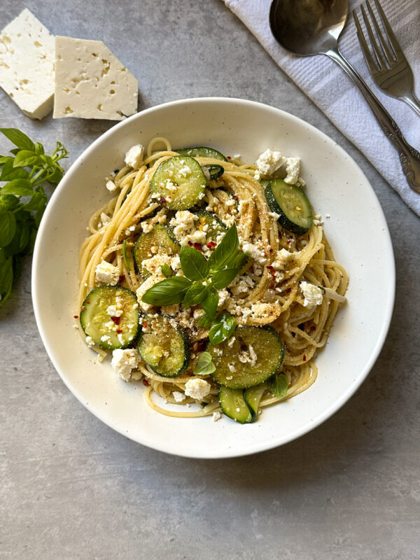 Spaghetti with Zucchini and Feta