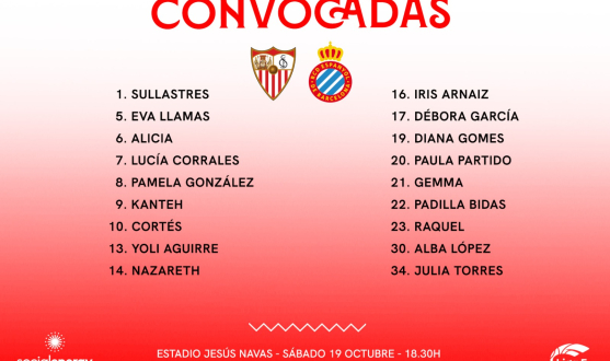 Convocatoria del Sevilla FC Femenino frente al RCD Espanyol