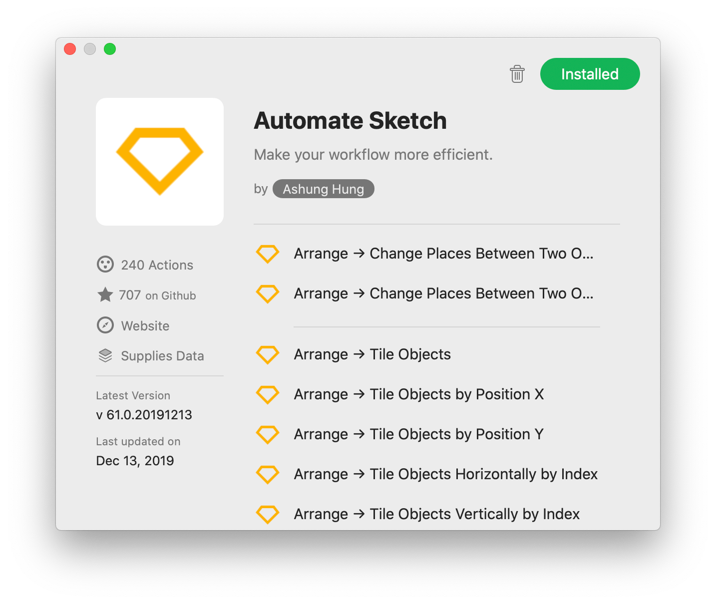 Plugin preview window of Comma Sketch plugin 