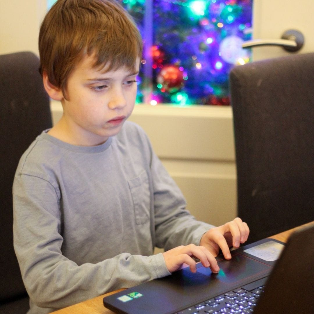 Boy using Numerise on a laptop