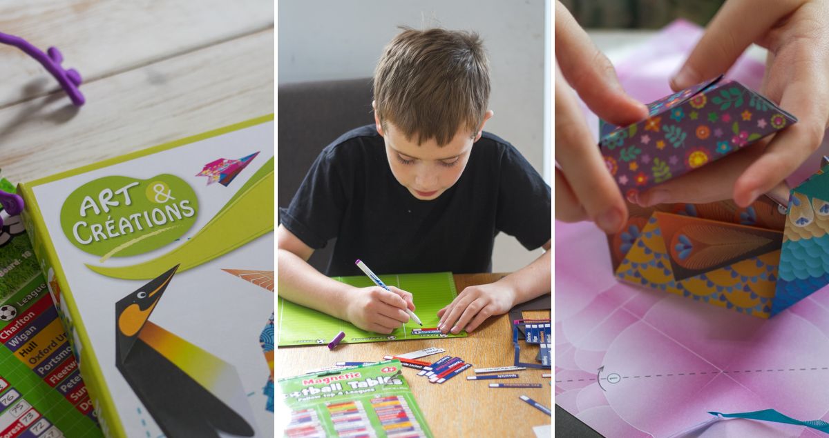 Wicked Uncle Feature - Pictures of a boy playing with football tables, some origami and an origami papaer set