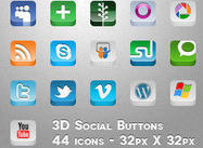 3D Social Button PSDs