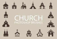 Free Church Silhouette Photoshop Brushes 1