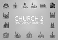 Free Church Silhouette Photoshop Brushes 2