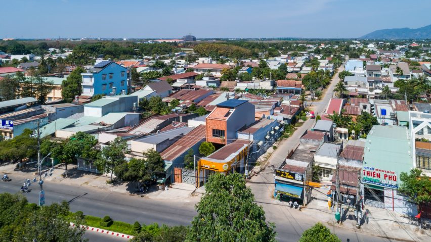 Aerial view of 2HIEN house in Vietnam by CTA