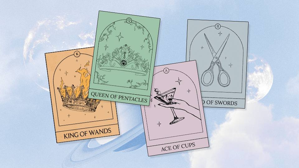 A series of four Tarot cards to represent your weekly reading and horoscope