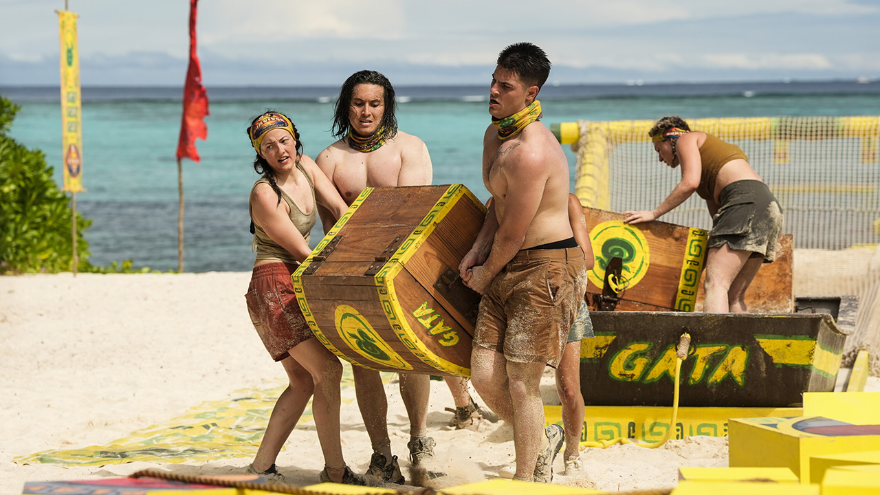 “One Glorious and Perfect Episode” – Eighteen new castaways will be abandoned on the breathtaking islands of Fiji, where they must learn to adapt or they will be voted out. Tribes must quickly pick up the pieces in the first challenge of the season to earn a pot, machete and flint. Then, two castaways are chosen to go on a journey to find the X that marks the spot, on the two-hour season premiere of the 47th edition of SURVIVOR, Wednesday, Sept. 18 (8:00-10:00 PM, ET/PT) on the CBS Television Network, and streaming on Paramount+ (live and on-demand for Paramount+ with SHOWTIME subscribers, or on-demand for Paramount+ Essential subscribers the day after the episode airs)*. Jeff Probst serves as host and executive producer.  Pictured (L-R): Andy Rueda, Rachel LaMont, and Sam Phalen.