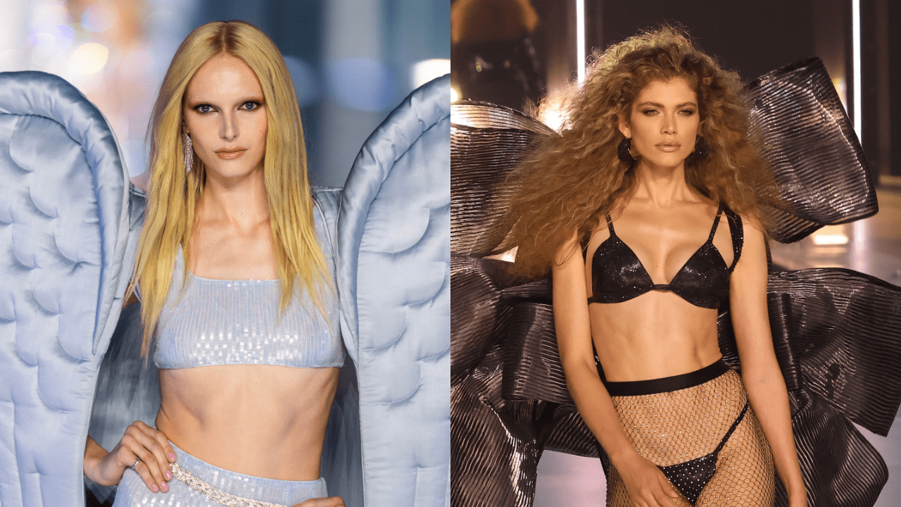 Alex Cosani and Valentina Sampaio walk the runway during the Victoria's Secret Fashion Show 2024 at Duggal Greenhouse on October 15, 2024 in Brooklyn, New York.