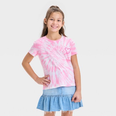 Girls' Short Sleeve Tie-Dye Graphic T-Shirt - Cat & Jack™ Pink