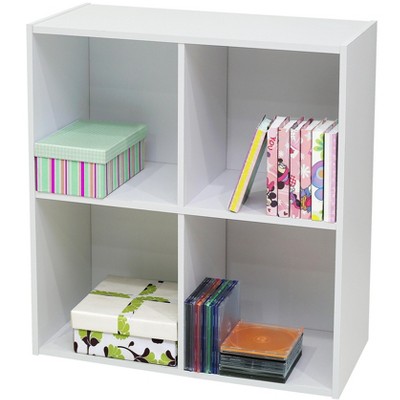 Kings Brand Furniture White Wood 4 Cube Organizer Storage Bookcase