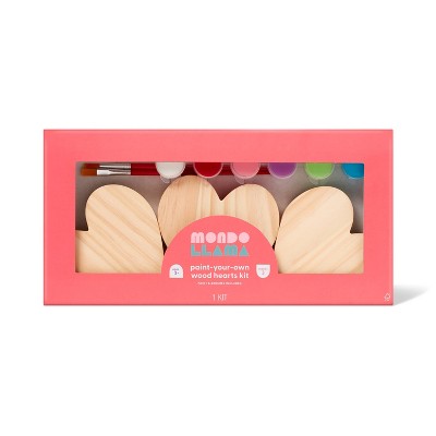 Valentine's Craft Paint - Your - Own Wood Hearts Kit - Mondo Llama™