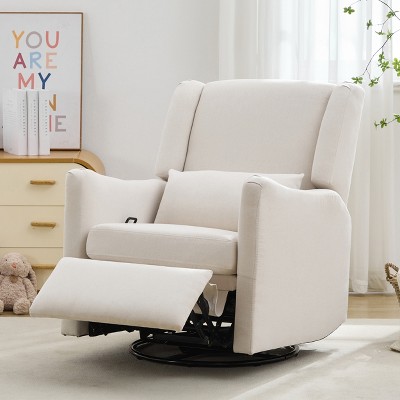 29"W Wingback Swivel Chair Rocker Recliner Chair Gliding Recliner Rocking Nursery Chair Accent Chair, Beige/Gray/Green-ModernLuxe