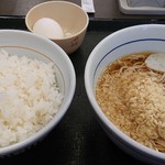 なか卯 - 朝そば温たまセット、御飯大盛り。