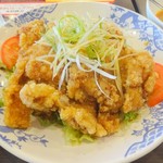 Bamiyan Kanagawa Aikawa Machi Ten - 2種ソースで仕上げた大判油淋鶏とごはんセット(アップ)