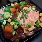 福島丼丸 - バラ鮭トロ丼・シャリ大盛(650円)