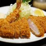 とんかつ やまいち - 特ロース2200円に海老フライ600円