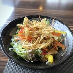 Hakata Shunsai Sengyo Ajito - ◆サラダ・・お野菜の種類も多く、上にはフライドオニオンという丁寧さ。