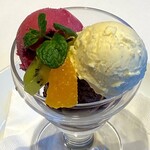 Assorted Ice Cream and Fruits