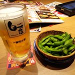 Shirokiya Wakkanai Ten - ビール一番搾りにお通しの枝豆