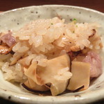 松茸の炊き込みご飯に牛肉のしゃぶしゃぶ