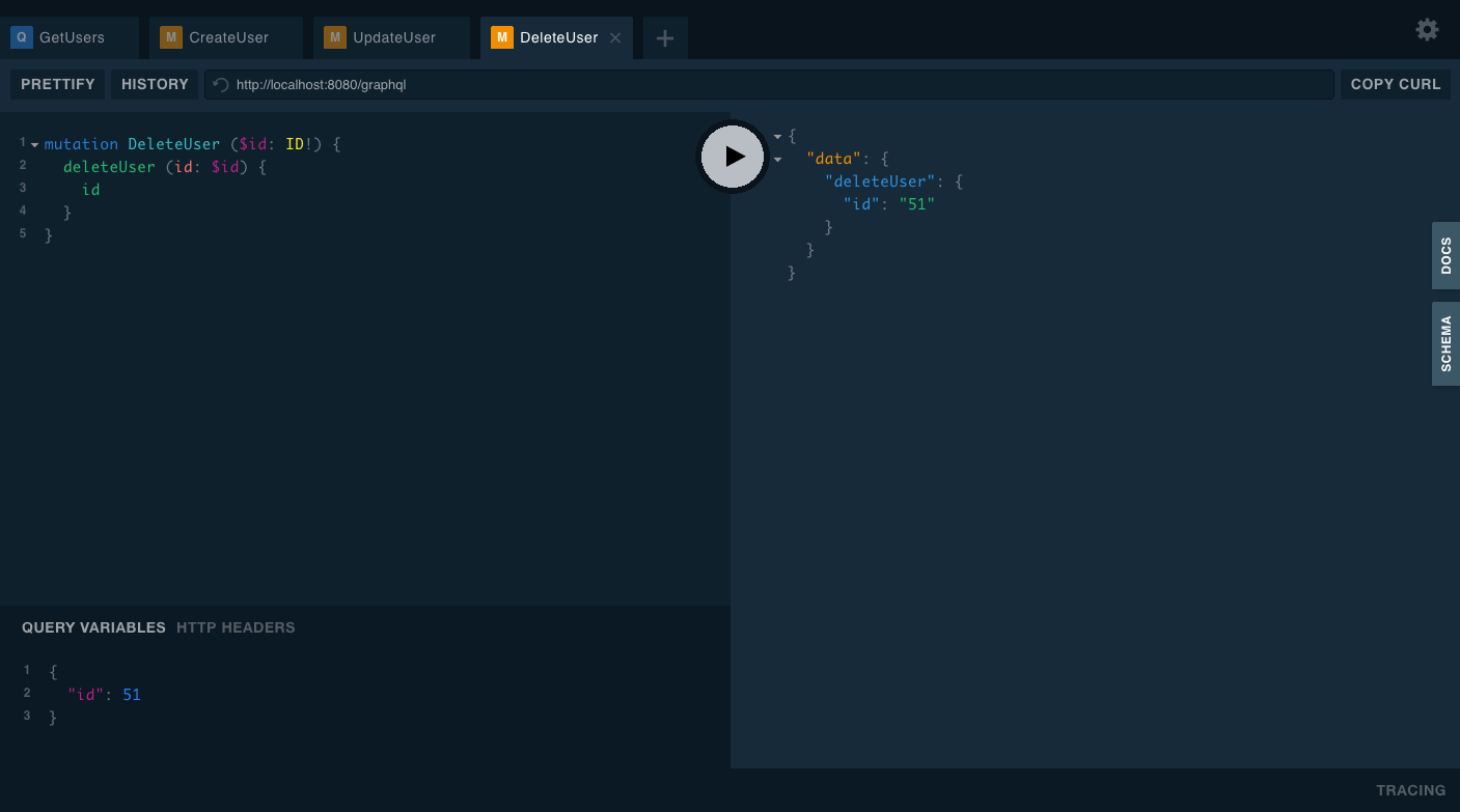 Delete User Mutation Example
