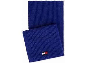 Tommy Hilfiger Mens Ribbed-Knit Logo Scarf (Navy, One Size)