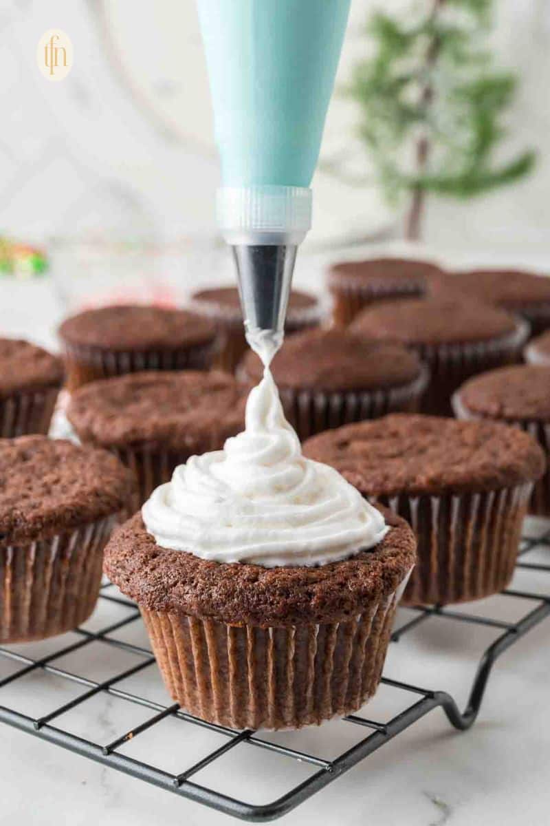 Cupcakes on top of a cooling rack.