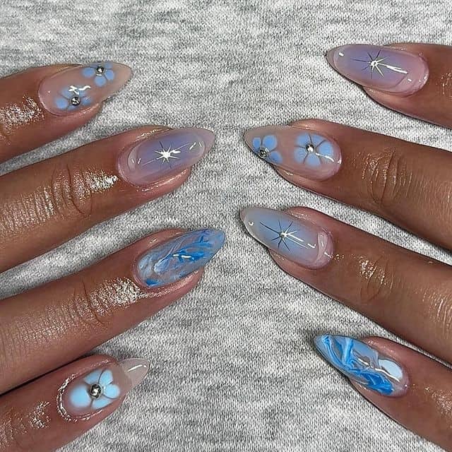 Flower aura nails