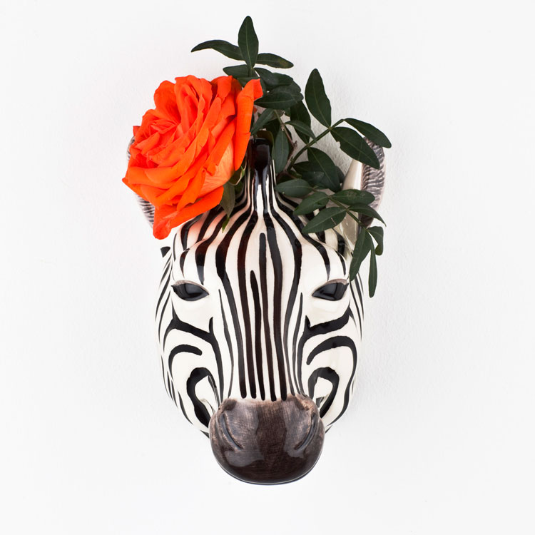 【25％OFF】【リニューアルオープンSALE】Zebra WallVase アニマルヘッド しまうま Quail Ceramics 壁飾り 動物 壁掛け オブジェ ハンティングトロフィー インテリア 北欧 モダン 陶器 ヨーロッパ市場向け製品