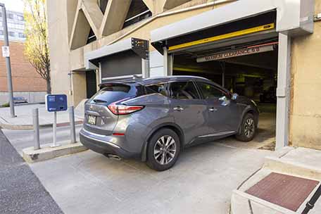 Car entering a garage