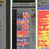 視線追跡調査の結果を示す3枚のヒートマップ。ユーザの視線がページのどこに注がれていたかを表す。