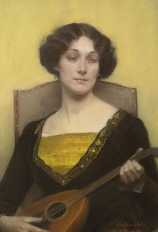 File:Bertha Müller - Emilia Floege playing the mandolin,.jpg