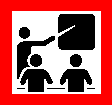 Educator at board (pictogram).