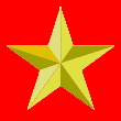 Gold star on red