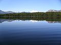 That white mountain in the distance is Denali, highest peak in North America. It's quite far away, maybe 75 miles (121 km), there's a whole other mountain range in between.