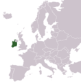 Location of Ireland in Europe