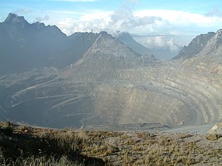 Sudirman range, home of Grassberg mine and open pit, containing largest known gold reserve in the world