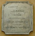 * Nomination Plaque on the birthplace of Joseph-Louis Lagrange at Turin (Italy) --Marco Plassio 10:01, 9 January 2012 (UTC) * Decline Sorry, below size limit. --NorbertNagel 20:54, 9 January 2012 (UTC)