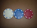 3 individual poker chips