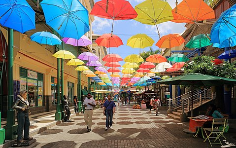 Umbrellas at Caudan Waterfront Mall, Port Louis, Mauritius