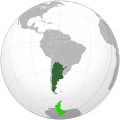 Location of Argentina in orthographic projection showing its territorial claims