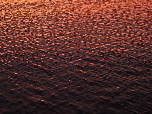 Interference pattern on the sea surface at sunset